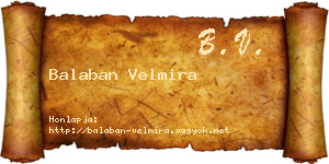 Balaban Velmira névjegykártya